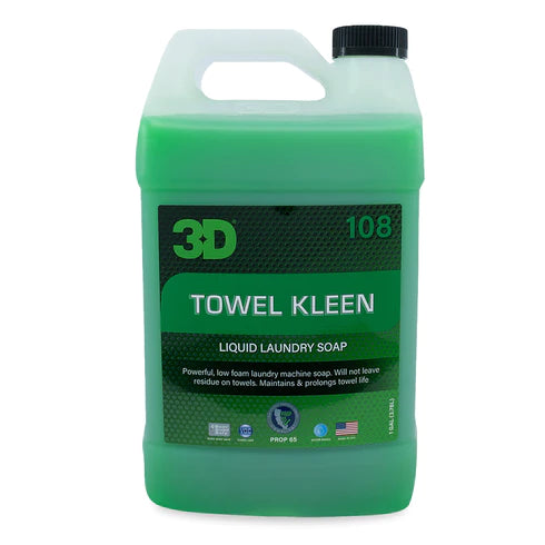 3D 108 Towel Kleen – נוזל כביסה מרוכז לניקוי מגבות מיקרופייבר, פרוות ופדים 3.78ליטר