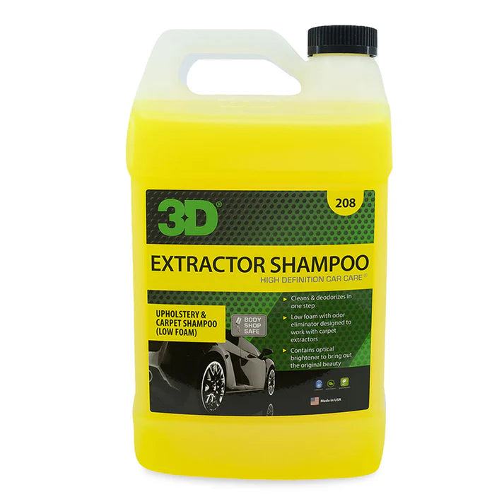 3D 208 Extractor Shampoo – Non-Foaming Carpet & Upholstery Cleaner for Hot/Cold Extractors