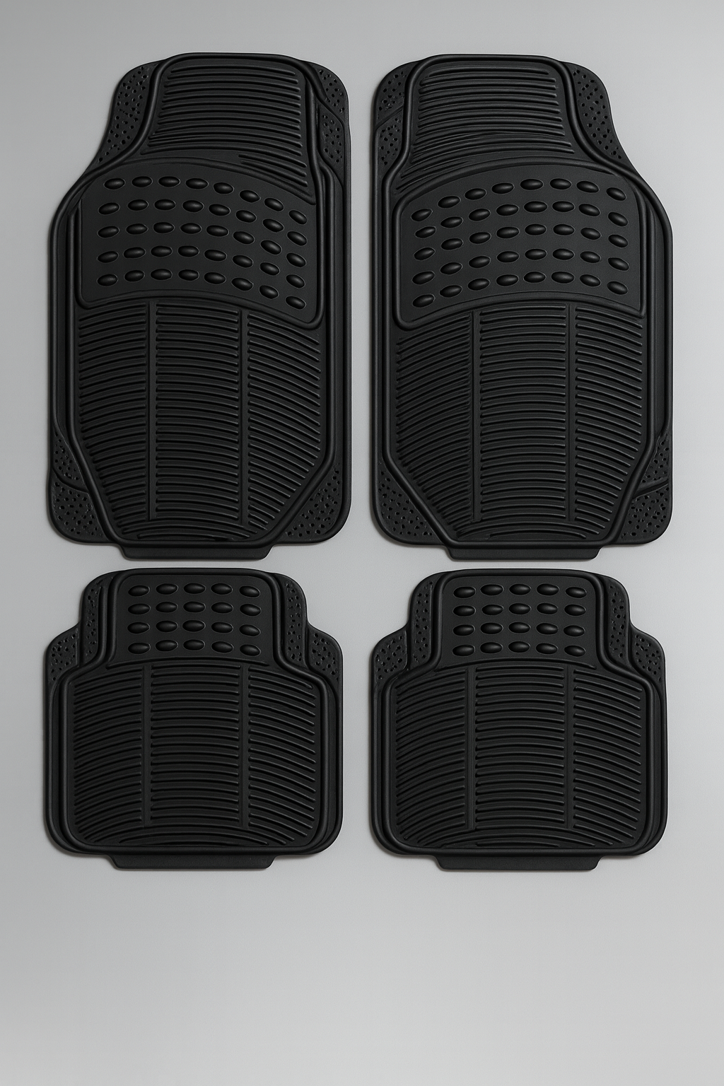 Universal Rubber Car Floor Mats Set (4 pcs) Black