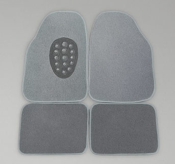 Universal Car Floor Mats Set – 4 pcs Grey Fabric with Heel Pad