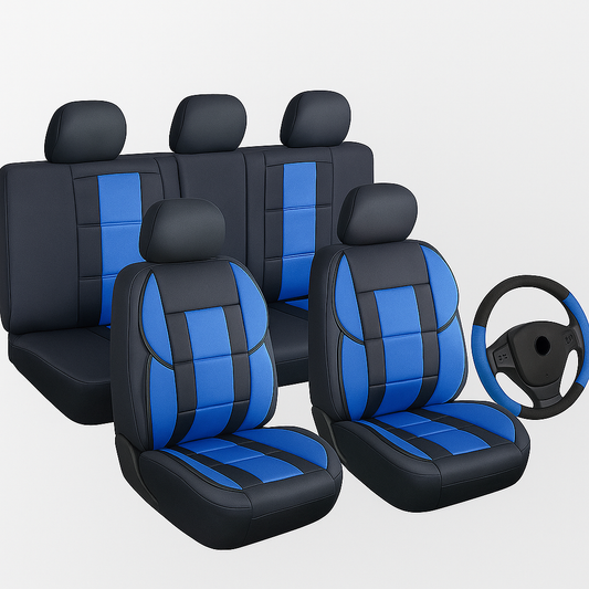 כיסויי מושבים(ריפודים) אוניברסליים מיא פלטינום – 5 מושבים שחור/כחול