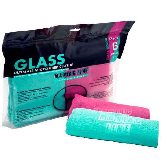 Maniac Glass Towel – סט 6 מטליות לשמשות (ורוד / ירוק) 60×40 ס"מ 320 GSM