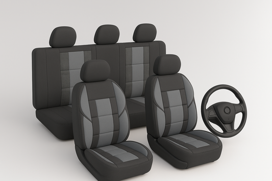 כיסויי מושבים (ריפודים) אוניברסליים מיא פלטינום – 5 מושבים שחור/אפור